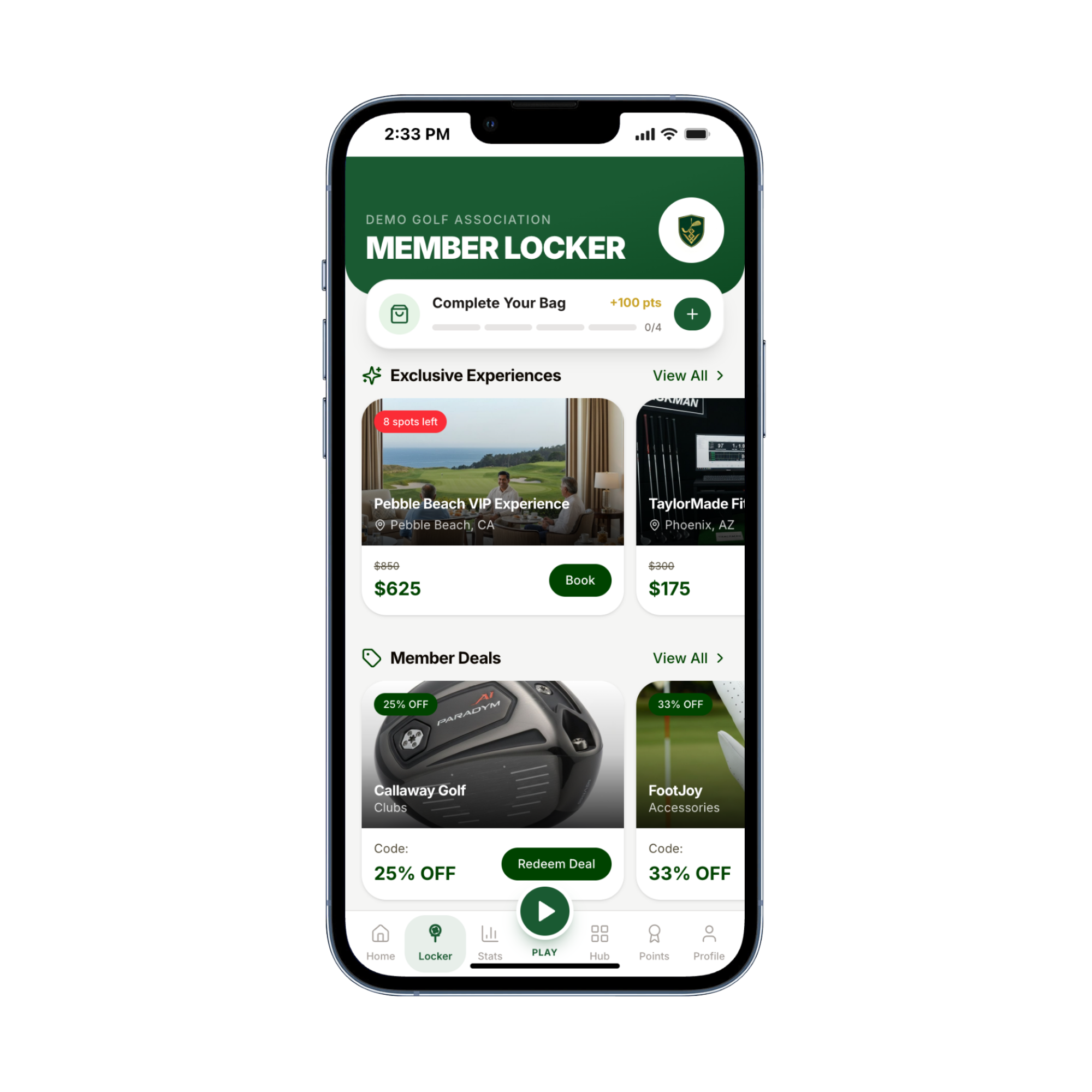 Member Locker with deals and experiences
